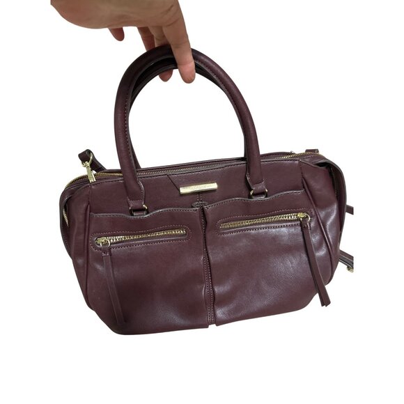 Nine West 15" x 9" x 4" Burgundy Tote Bag With Dual Handles & Adjustable Strap - Picture 6 of 12